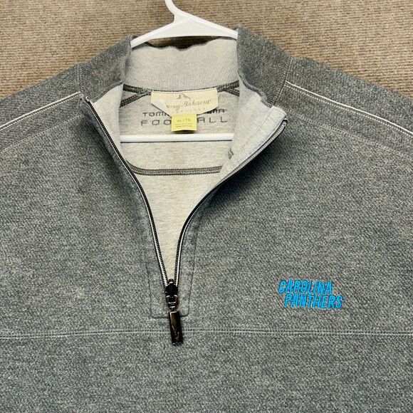 Carolina Panthers Tommy Bahama 1/4 Zip Men's XL Reversible Pullover Gray Cotton - Picture 1 of 14